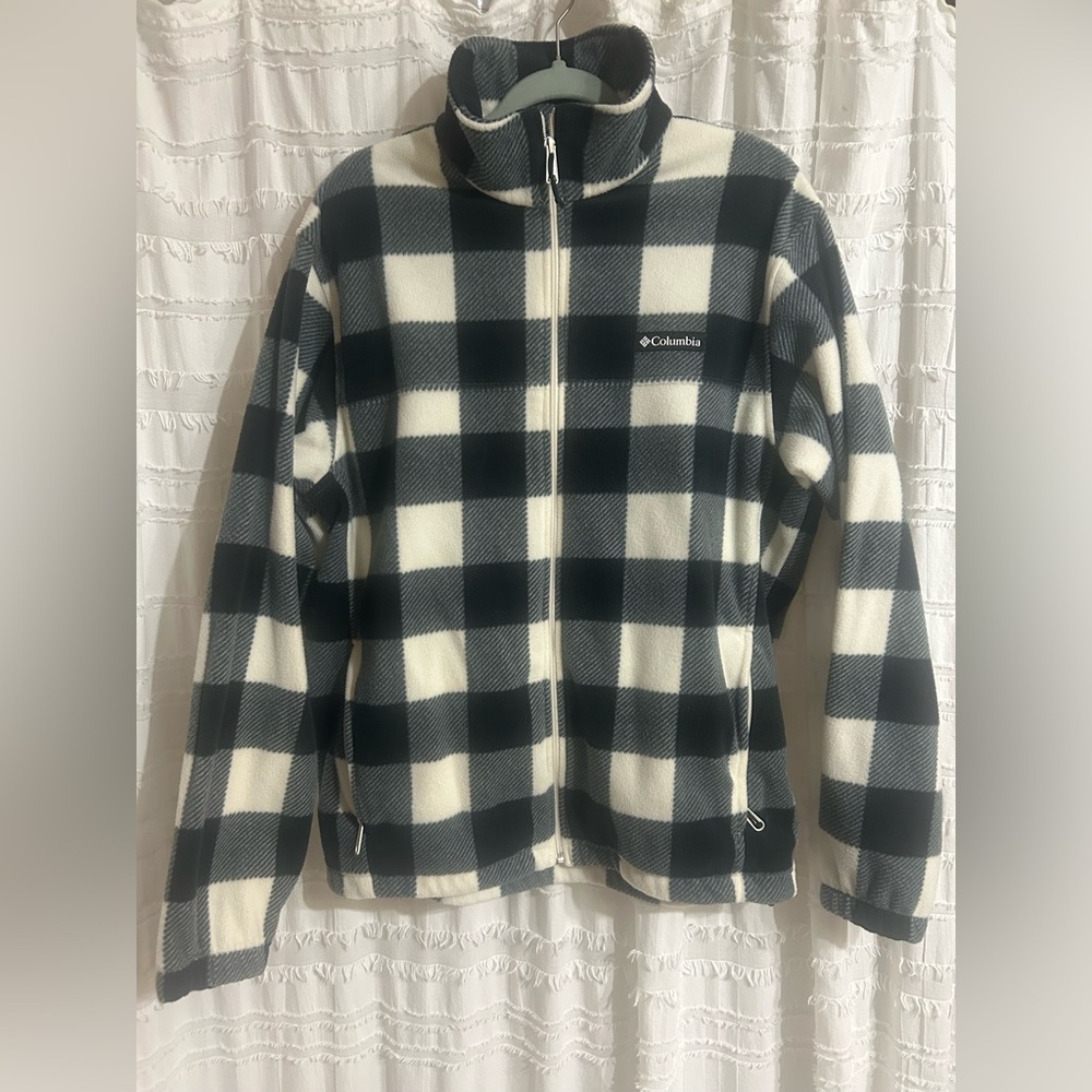 Columbia Black and White Plaid Fleece Jacket